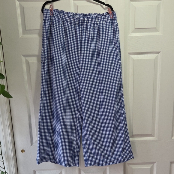 LOFT Beach Gingham Wide Leg Pants - Picture 2 of 5